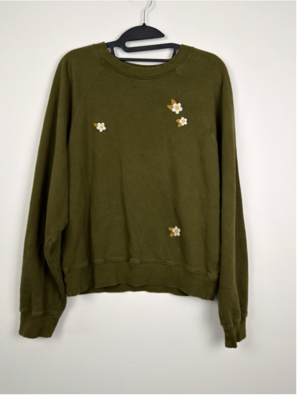 Old Navy SoComfy Olive Green Floral Sweatshirt Medium